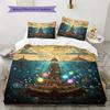 Map Ocean Architecture Pattern Bedding Quilt Set  Home Decoration  Gift (1 * duvet cover + 2 * pillowcase  without core)