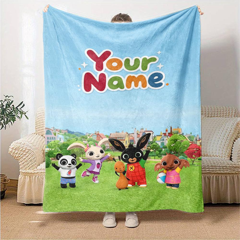 Name Custom Bing Print Flannel Blanket High Quality Warm Comfortable Cover for All Seasons Perfect for Gifts Home Decor