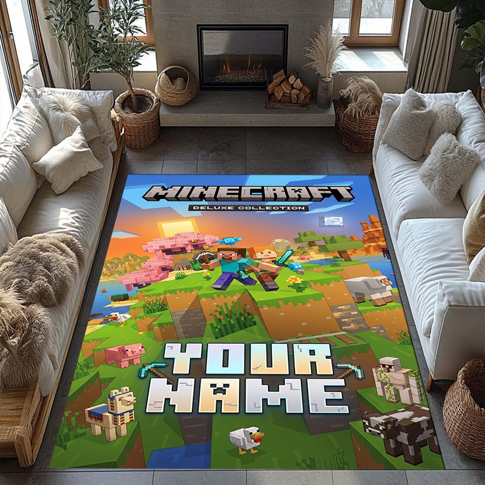 Minecraft Customize Your Name Carpet Perfect For Dormitory Playrooms Dining Room Game Room Antislip Rug Anime Office Decor Perfect Gift For Womenmen