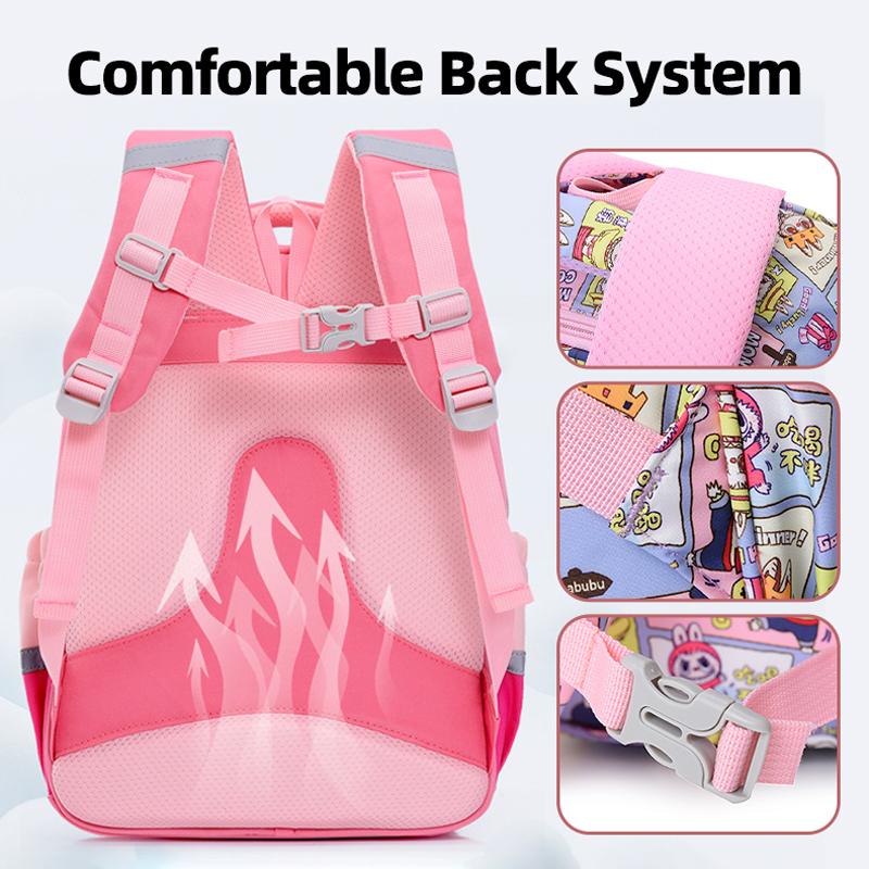 SCIONE New Cute Children's Backpack Cartoon Printed LABUBU Children's Lightweight Waterproof and Wear-resistant Backpack