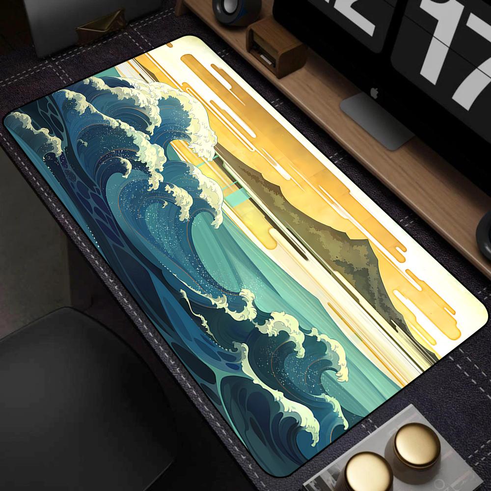 Pad NonSlip Carpet Natural Rubber Big Mouse Mats x Mouse Pad Gamer Black Great Wave Art Mousepad XXL Mechanical Keyboard