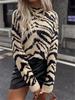Herbst Essential Locker Geschnittener Zebra Strickpullover Damen lässig,Damen,Oversized,Pullover,Strick
