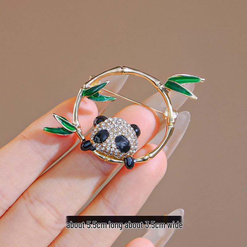 New Chinese Style Panda Brooch - Cute Rising Bamboo Animal Pin for Jackets