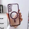Suitable for Samsung S24 Electroplated Transparent Mobile Phone Case Full Inclusive Lens Film S22ultraCD Pattern Magnetic S23 Soft Case