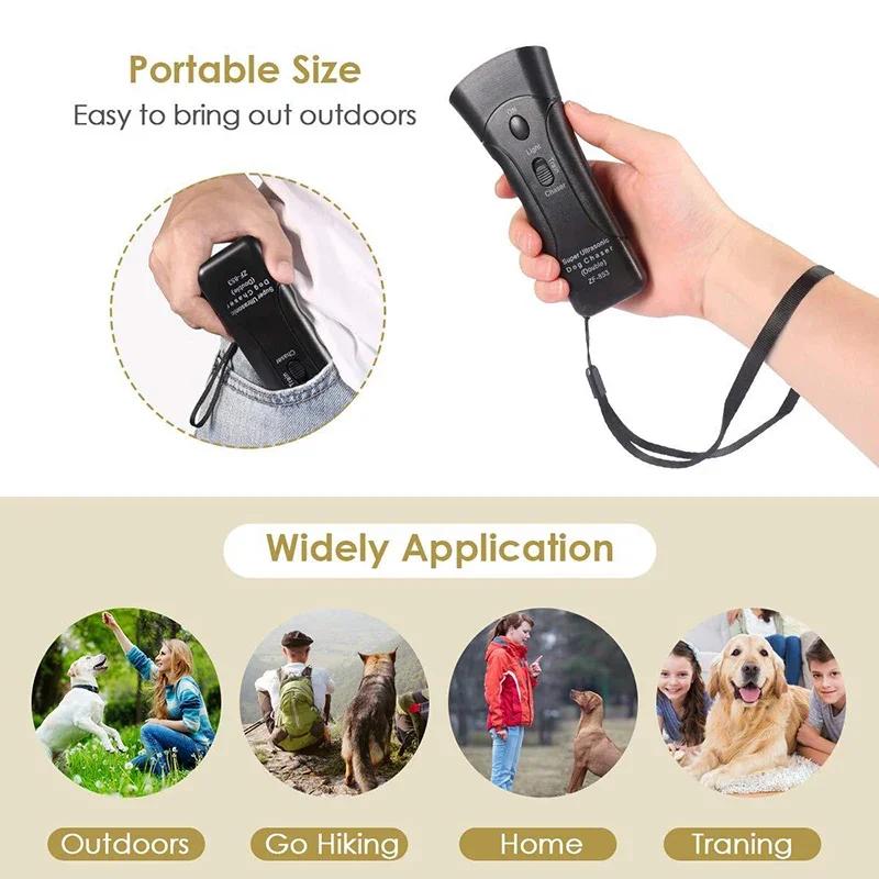 Ultrasonic Dog Repeller LED Flashlight Pet Chaser Training Equipment Double Head Anti Barking Device Dog Supplies German Shepher