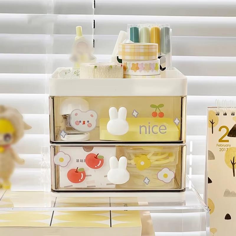 High Aesthetic Stationery, Large Capacity Pen Holder Storage Box, Multifunctional Makeup Brush Storage