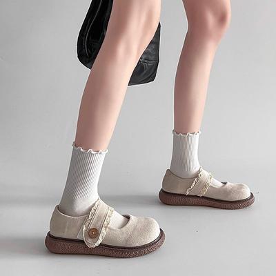 Scarpe Mary Jane punta tonda suola spessa bocca bassa semplici nuove scarpe casual primavera estate tacco spesso mocassino scarpe singole