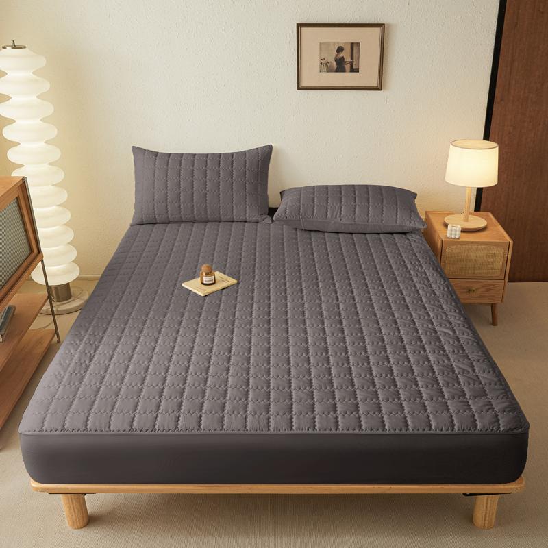 1 Simple Modern Square Waterproof Laminated Fitted Sheet, Solid Color Bed Cover For Bedroom, Bedding(Excluding Pillowcase)