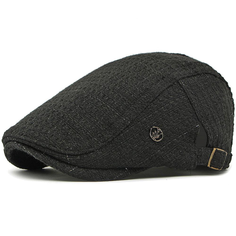 

HT4842 Beret Cap New Men Women Spring Autumn Hat Adjustable Ivy Flat Cap Vintage Artist Painter Beret Hat Adjustable Women Beret 55-59cm Adjustable чорний