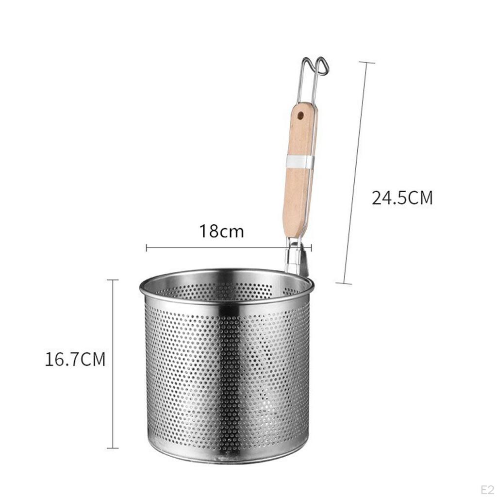 Colander with Wooden Handle Mesh Noodle Baskets Spaghetti Strainer Spoon Frying Basket