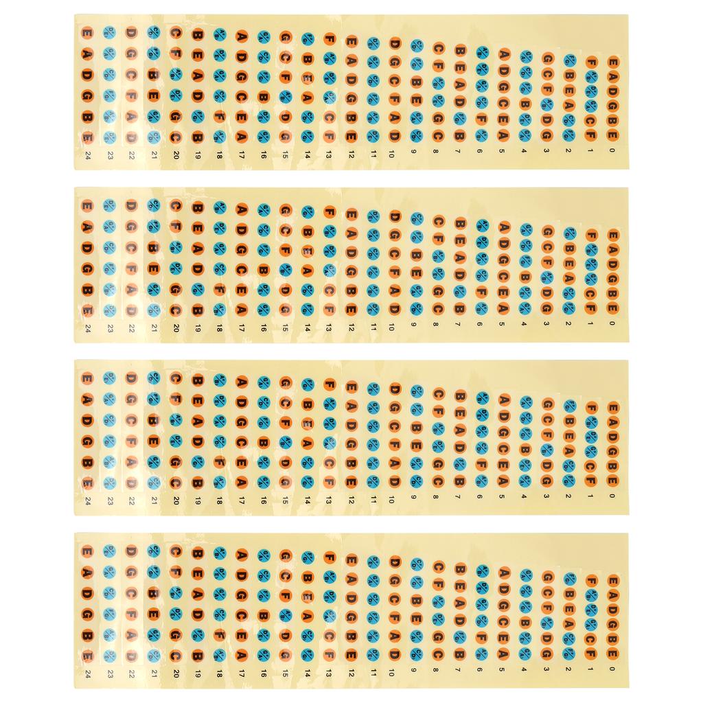4Pcs Guitar Fretboard Sticker Paper Waterproof Instrument Accessory for Beginners