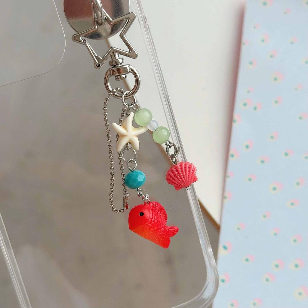 Goldfish Charm Phone Chain Accessory Youthful Style Goldfish Phone Hanging Adornment Dainty Phone Chain Keyring Charm