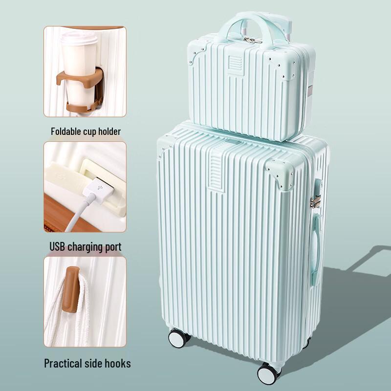 JOURHEY SHI Lightweight Rolling Suitcase with USB Cup Holder