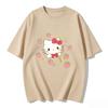 2026 New Summer HelloKitty Cute Graphic Tee Casual Short Sleeve Cotton Top for Women Girls Kawaii Cartoon Print Streetwear