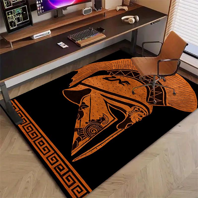 Gladiator Helmet Polyester Carpet, Soft Indoor Mat for Office Chair, Living Room, Computer Desk - Decorative Home Office Rug Design