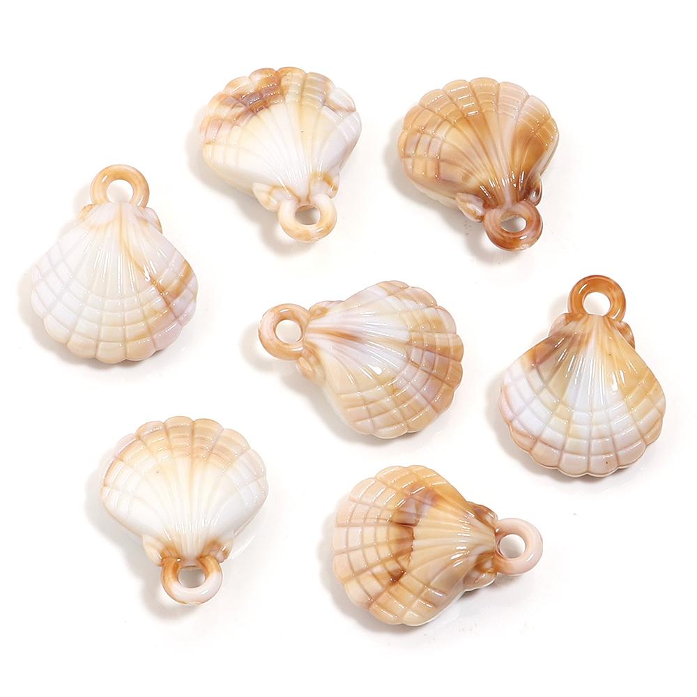 10-100pcs Natural Shell Acrylic Beads Ocean Light Brown  Seashell Pendants For Jewelry Making DIY Bracelets Keychain Accessories