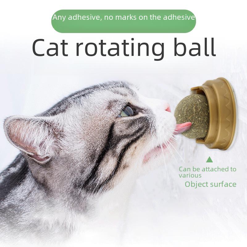 "Rotating Catnip Ball Toy: Cat Chew, Teeth Cleaning, Licking Fun for Cats"