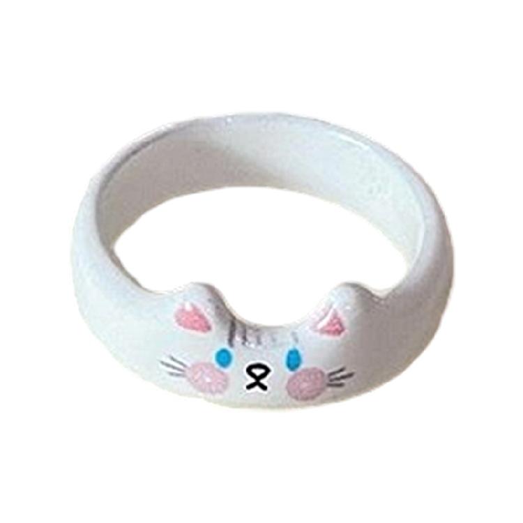 Cartoon Tropfenglasur Katzenring Tierisches Thema Fingerband Schmuck Handgefertigte Accessoires für den Alltag oder zum Verschenken