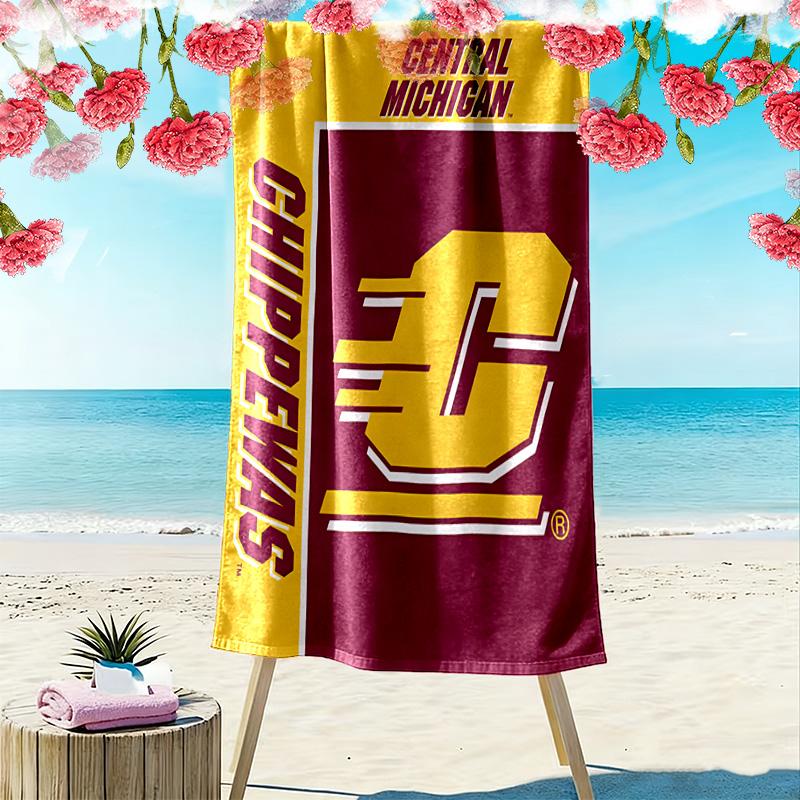 Central Michigan Chippewas Print Beach Towel, Large Soft Quick Dry Towel for Beach Camping Swimming