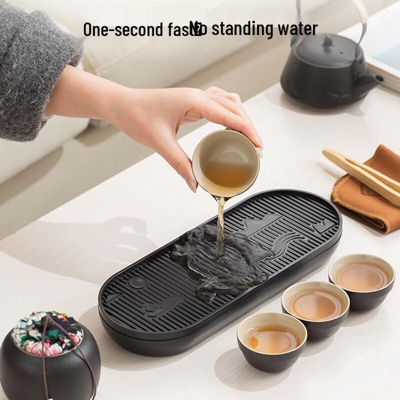Jingzao Portable Black Ceramic Travel Tea Set
