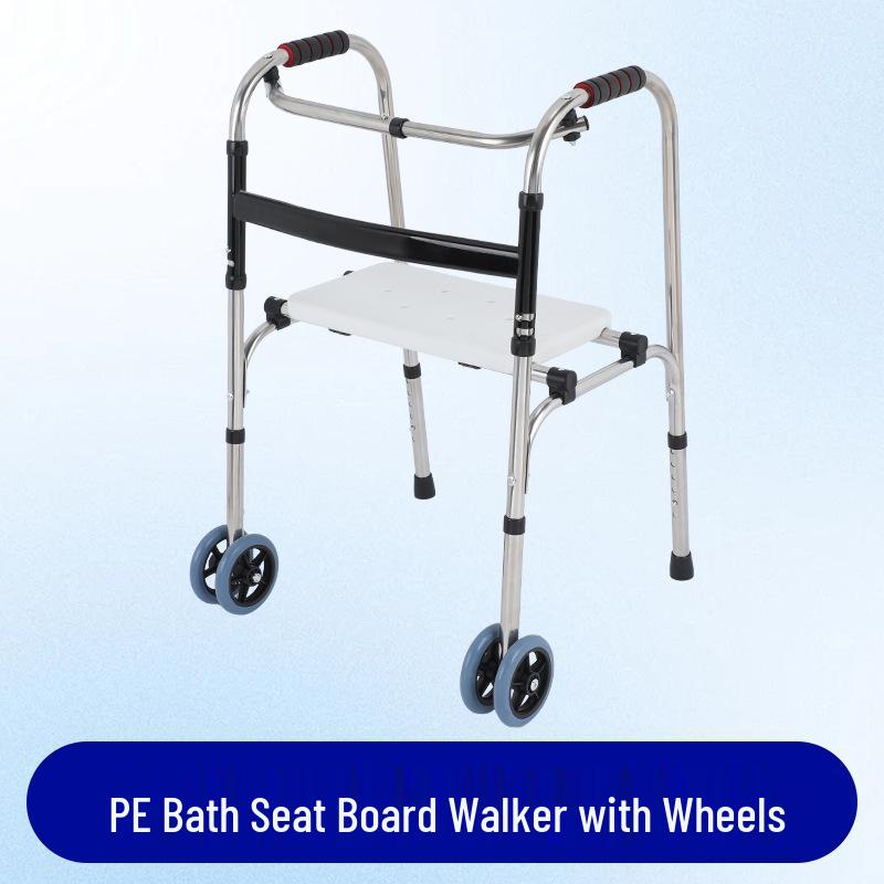 Stainless Steel Folding Walker for Elderly - Outdoor Assistive Cart