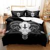 Dark Satanic Duvet Cover Set Satan Goat Inverted Pentagram Skull Bedding Set Full King Size Bed Set Bedroom Comforter Cover Set