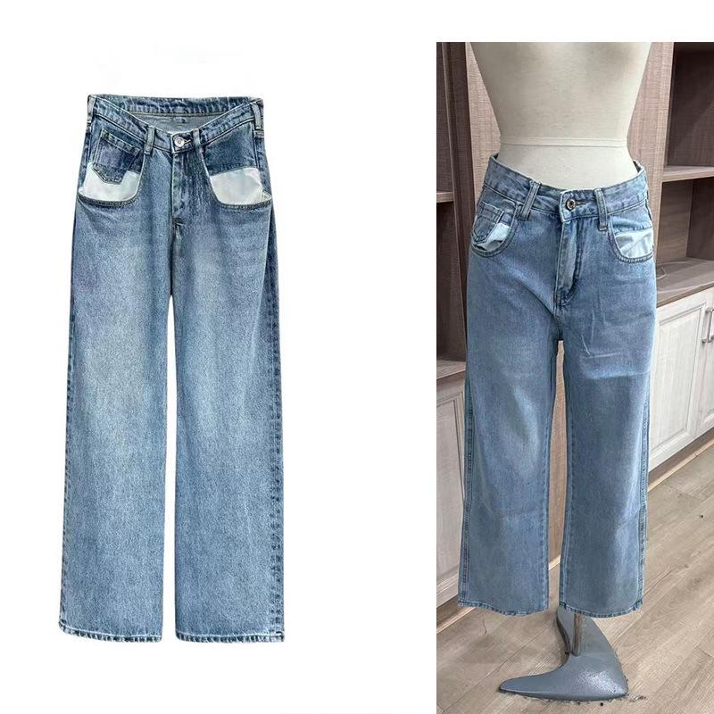 

Gulina Zha Retro High-Waisted Straight Denim Pants for Women - Spring/Autumn 2025 Collection Large светло-синий