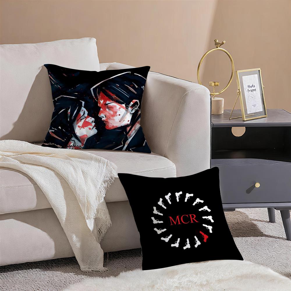 Emo Amerikanische Rockband MMy Chemical Romance Kissenbezug Kissenhülle Kurzer Plüsch Verdeckter Reißverschluss Raum Sofakissenbezug