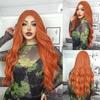 Long Wavy Ombre Black White Synthetic Wigs for Women Heat Resistant Natural Middle Part Cosplay Party Lolita Daily Hair Wigs