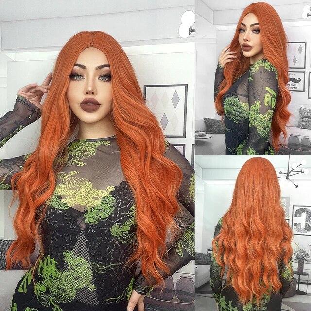 Long Wavy Ombre Black White Synthetic Wigs for Women Heat Resistant Natural Middle Part Cosplay Party Lolita Daily Hair Wigs