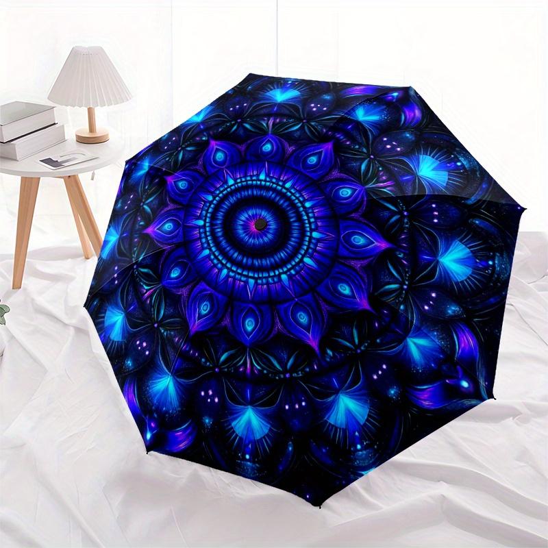 Vibrant Mandala Art Print: Colorful Circular Design for Umbrella, Portable 3-Fold Umbrella for Men & Women,Christmas Gift ES354