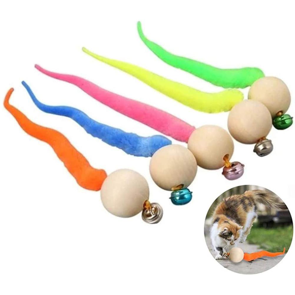 5 st Interaktiv Kattmaskboll med Klocka Roliga Vingliga Bollar Kattklockleksak Färgglad Kattungeleksak