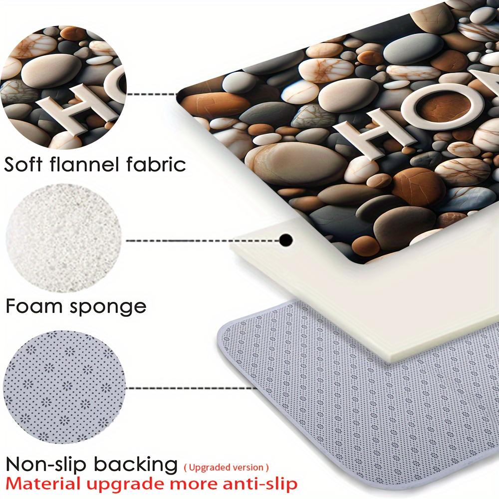 Flanell-Bodenmatte mit Kieselsteinmuster, rutschfeste Schaumstoffrückseite mit Anti-Ermüdungs-Design, weicher Teppich für Innen- und Außeneingang Dekoration