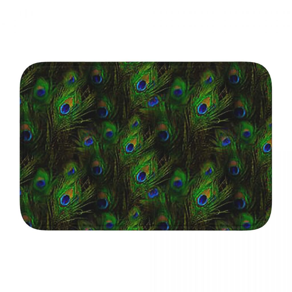 Peacock Feathers Doormat Kitchen Entrance Home Floor Mat Non-slip Carpet Rug for Balcony Footpad Mats