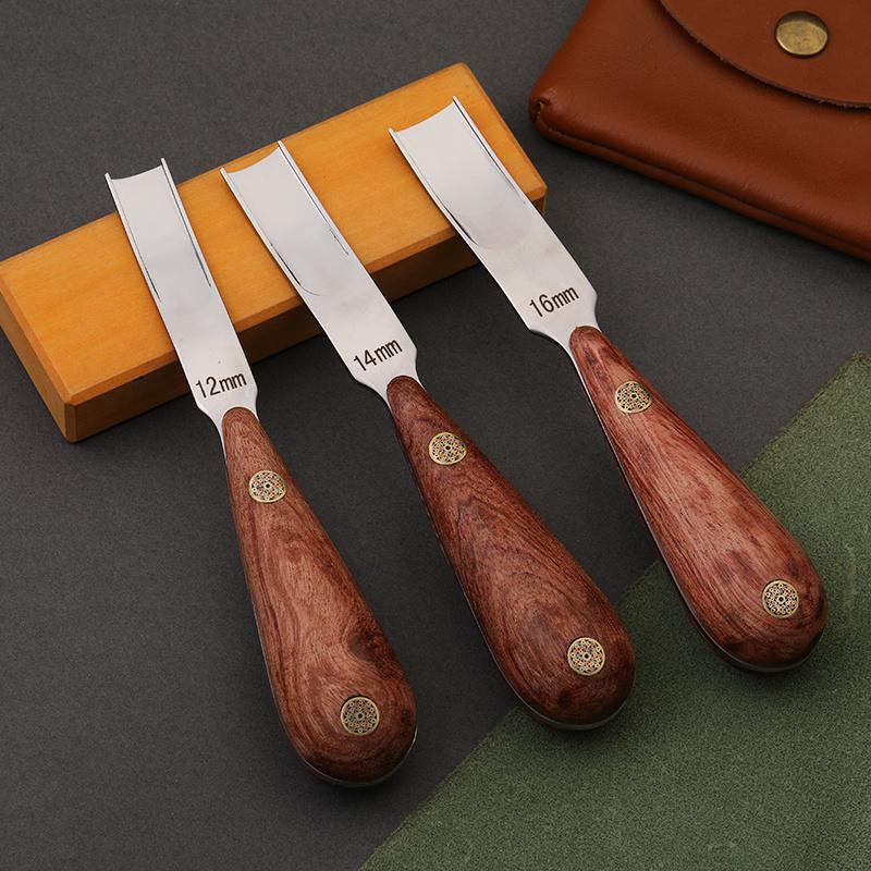 1PC 4-16mm Leather Craft Edge Beveler Skiving Beveling Knife Thinning Pushing Grooving Trench Leathercraft Handwork DIY