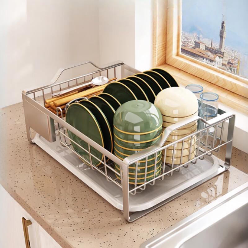 Stainless Steel Dish Drying Rack with Chopstick Holder