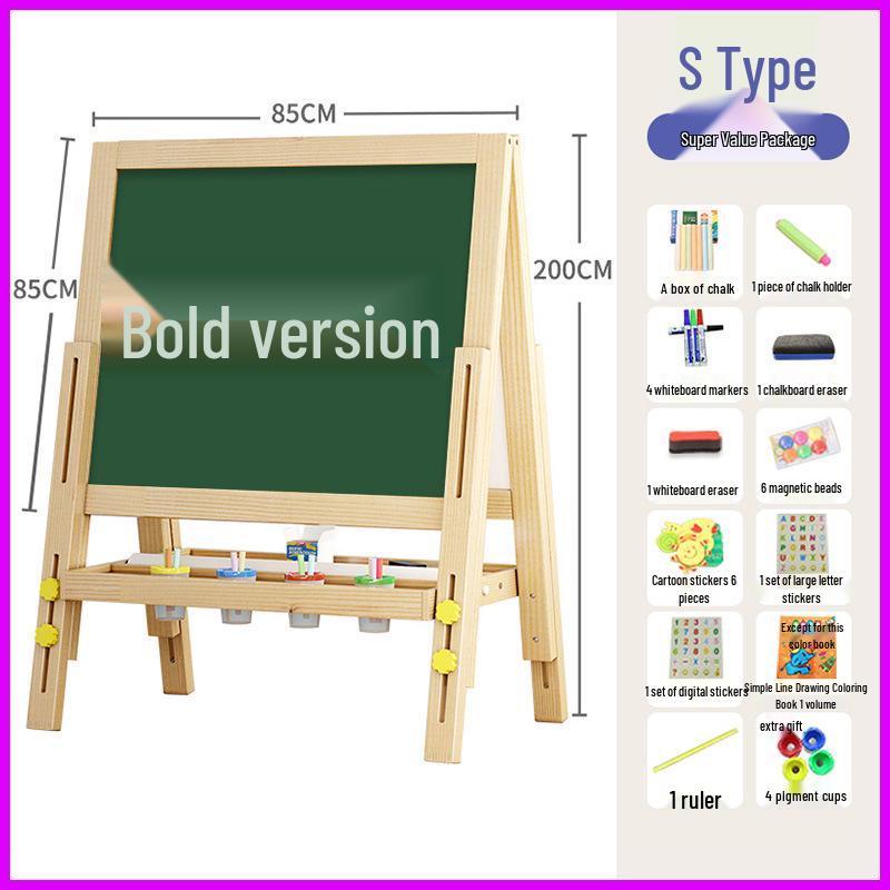 Solid Wood Children's Erasable Chalkboard Easel for Writing & Drawing
