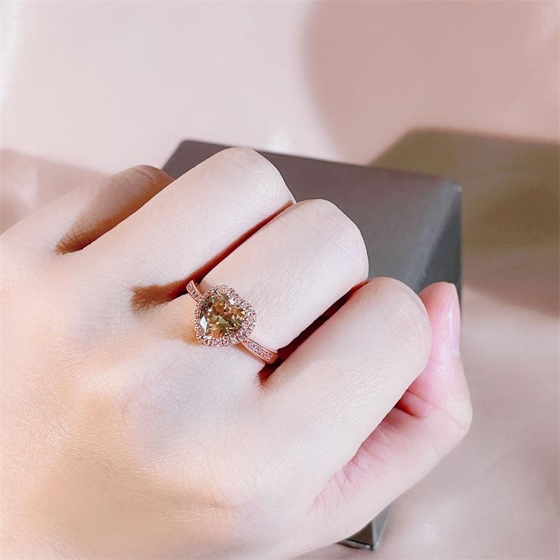 BELLA BOX Fashion Open Rings For Women With Zircon Pink Heart Shape Wedding Luxury Jewelry
