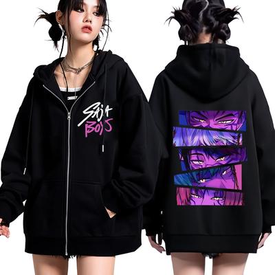 Kpop Demon Hunters Saja Boys Film Zip Up Hoodie Herr Dam Mode Pullover Långärmad Lös Casual Harajuku Dragkedja Sweatshirt