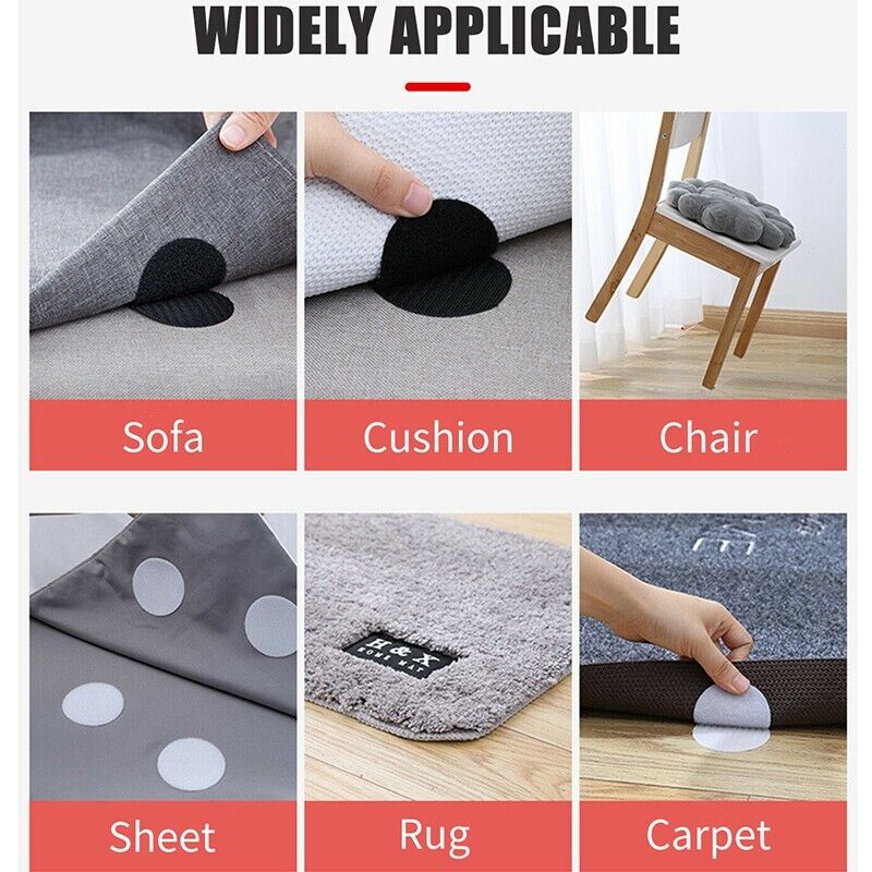 10pcs Round Rug Corner Gripper Hook and Loop Anti Slip Gripper Non Slip Mat Anti Skid Sticker for Hardwood Floor Carpet Area Rug for Home