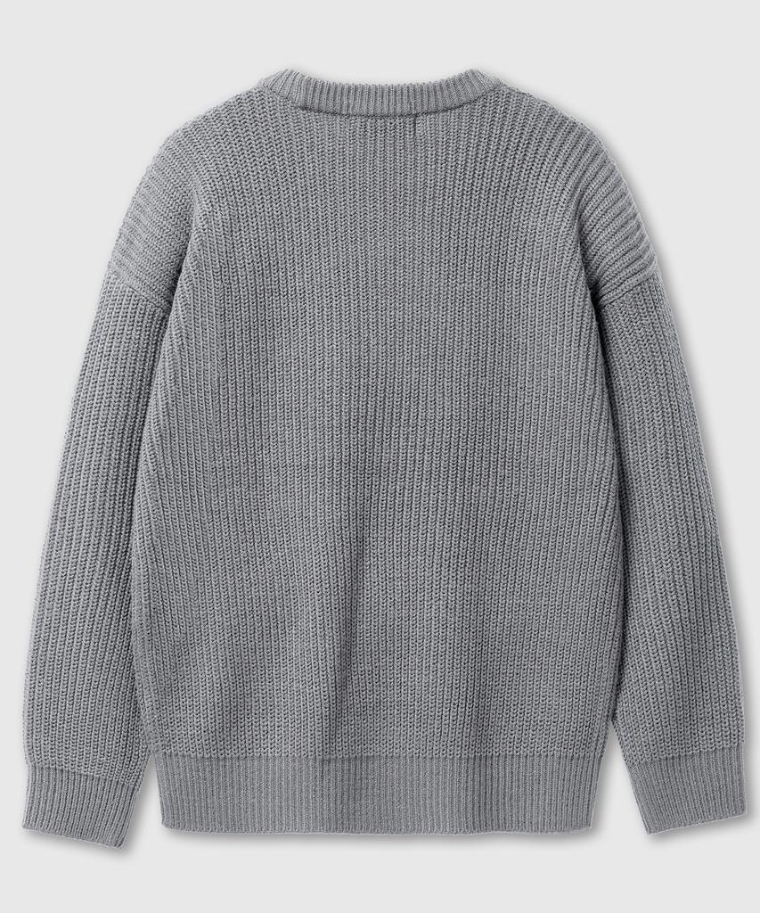 LEMAIN SECOND Oversized Voluminous Washable Crew Neck Hacci Knit [Gray]