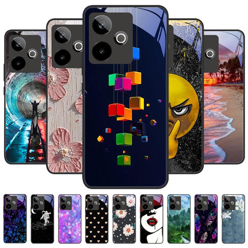 Für Realme GT7 5G Hülle Luxus Malerei Cover Gehärtetes Glas Handyhülle Für Realme GT 7 Fundas Harte PC Stoßfeste Schale Bumper