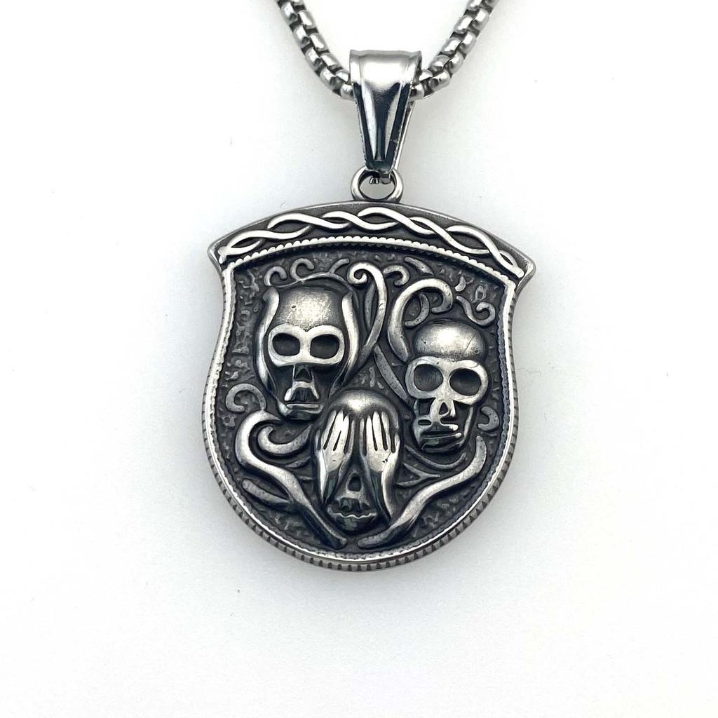 Necklace Gothic Style Skull Tag Men Hip Hop Punk Pendant