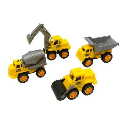 Véhicules de Chantier - SHOP-STORY - Pack de 4 - Rétrofriction - Jaune et gris - 11 cm