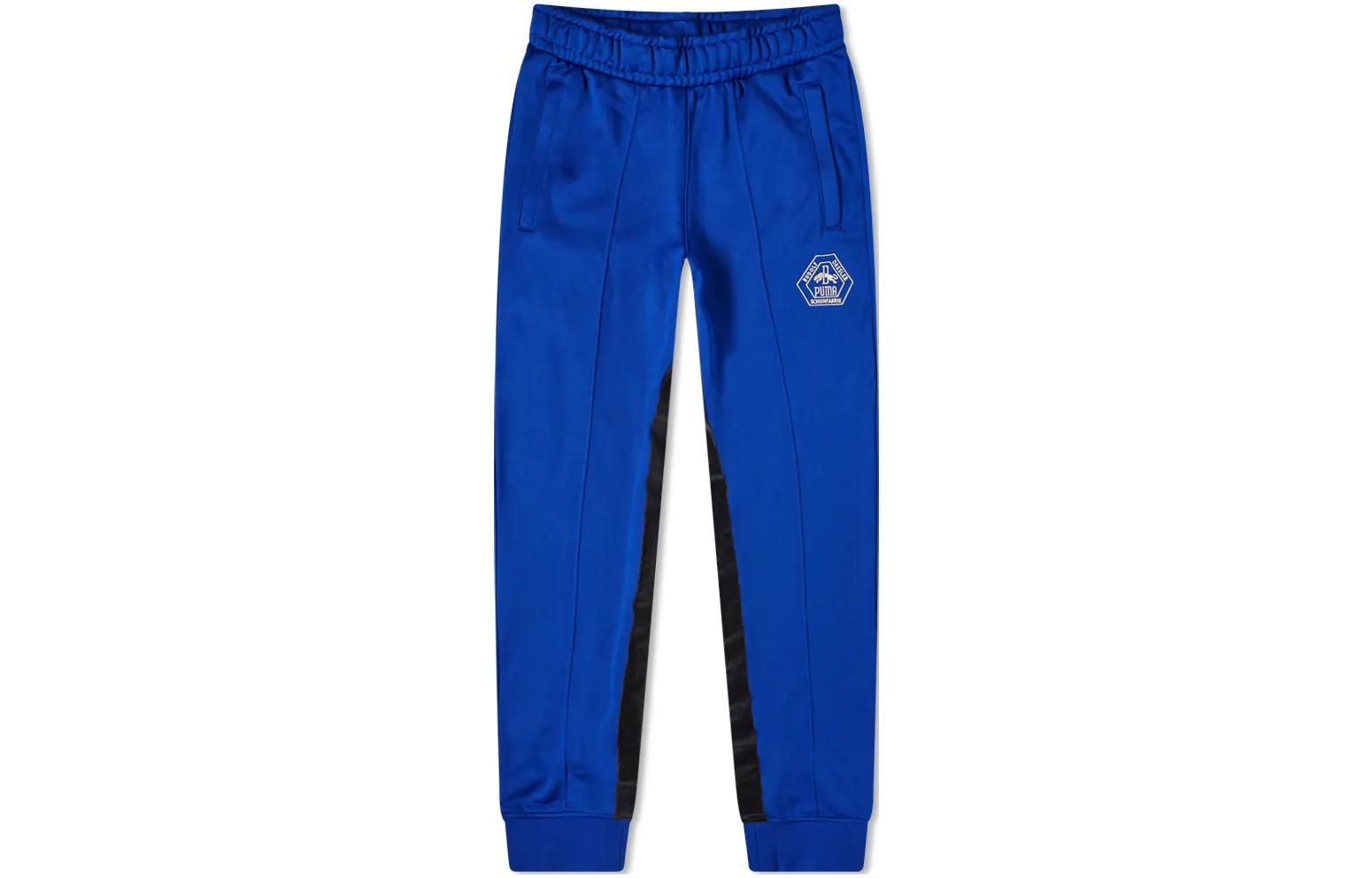 PUMA Knitted Sweatpants Unisex Blue Moderate Cuffed Pants 532577-02 L