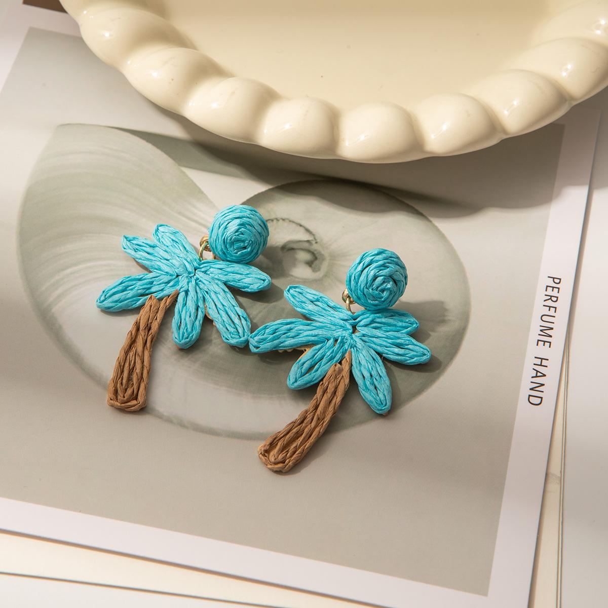 Weave Flower Beach Vacation Earrings - Summer Seaside Women s Ear Jewelry - Retro Earrings