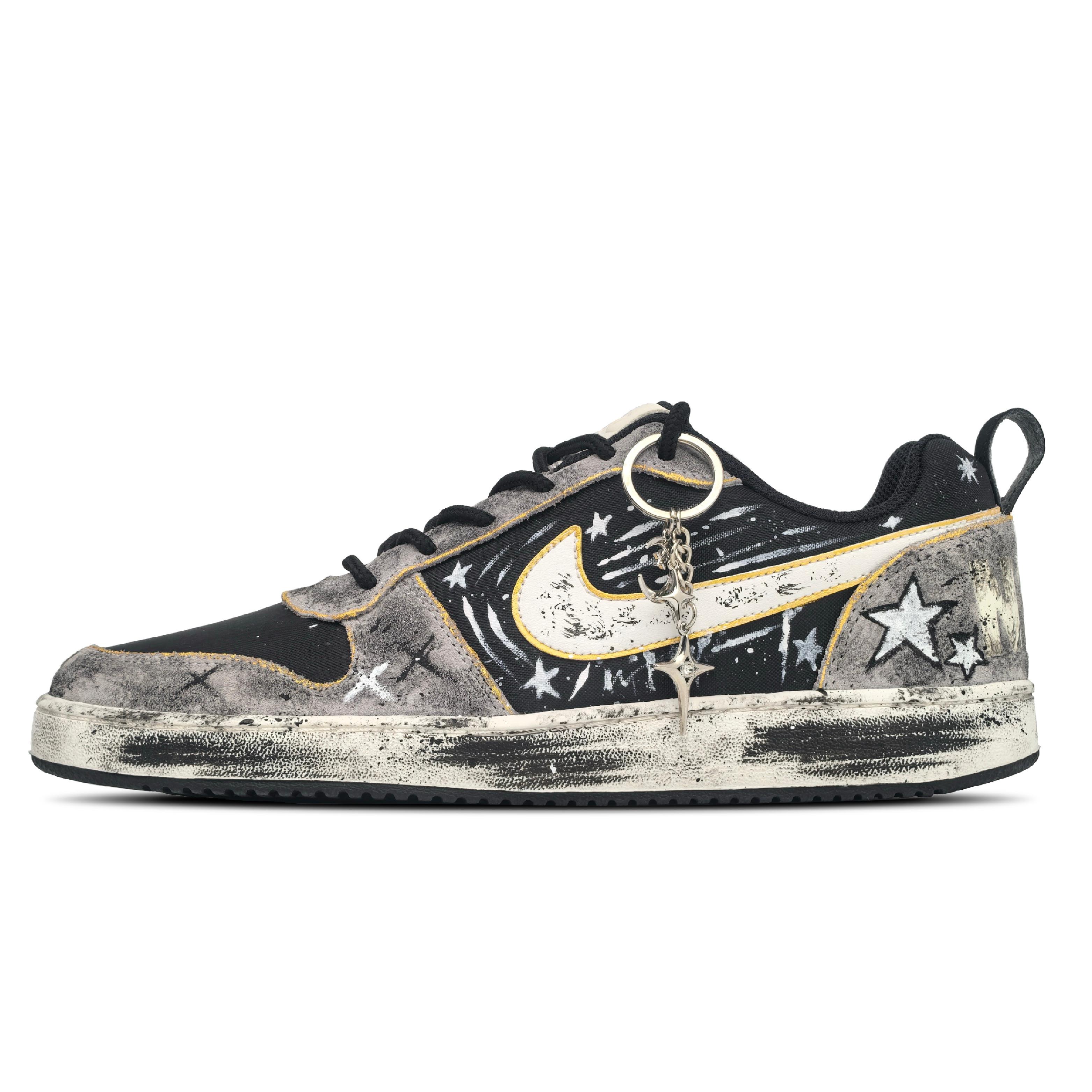 

Nike Court Borough Pixel Shooting Stars, Graffiti, Hand Drawn, Ink Splatter, Distressed Low top Skateboard Shoes Men s 844881-005(Team1134-) 39