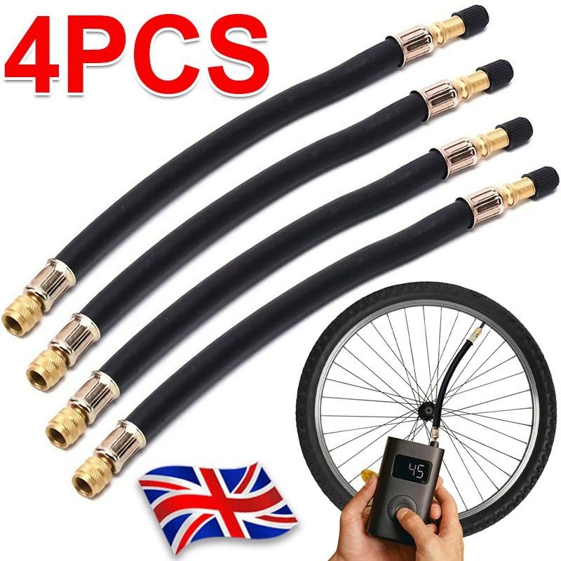 4Pcs 8" 210mm Flexible Tyre Valve Extensions Adapters for Car Motorbike Quad Trailer