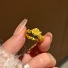 Vietnamese Zodiac Gold Rose & Snake Ring: Benmingnian Birthday Gift, Fashionable Spirit Snake Coiling Rose Design.