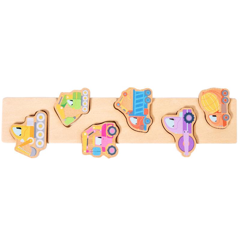 3D Stereo Montessori Wooden Puzzle for Young Children: Educational Animal and Transportation Cognitive Matching Blocks